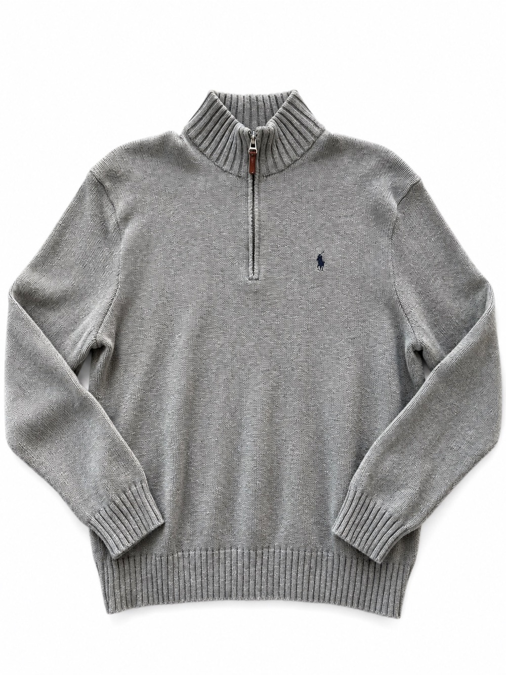 Polo Ralph Lauren Men’s XL Gray Pima Cotton Quarter Zip Sweater